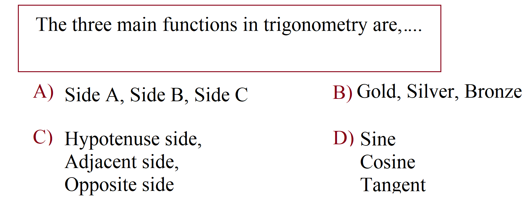 Trigonometric IdentitiesQuiz No 1 International Math Education