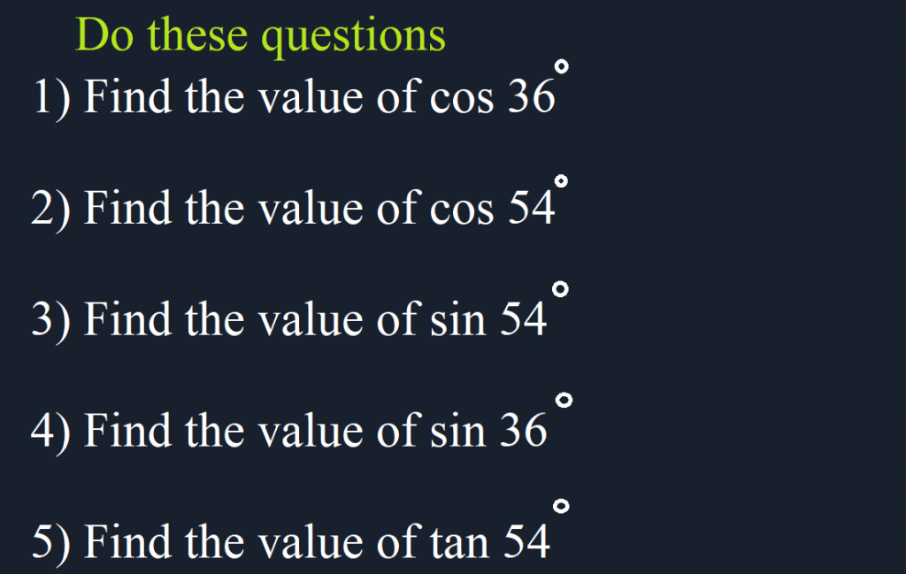 what is the value of cos 72