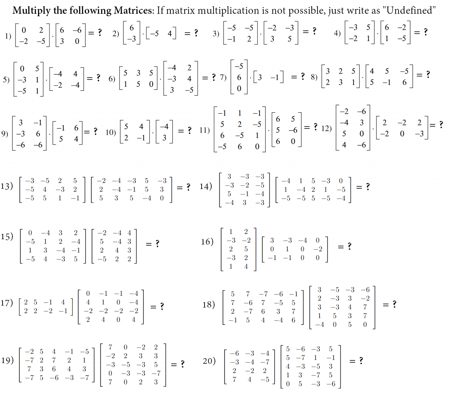 Matrix Multiplication-Worksheet – International Math Education