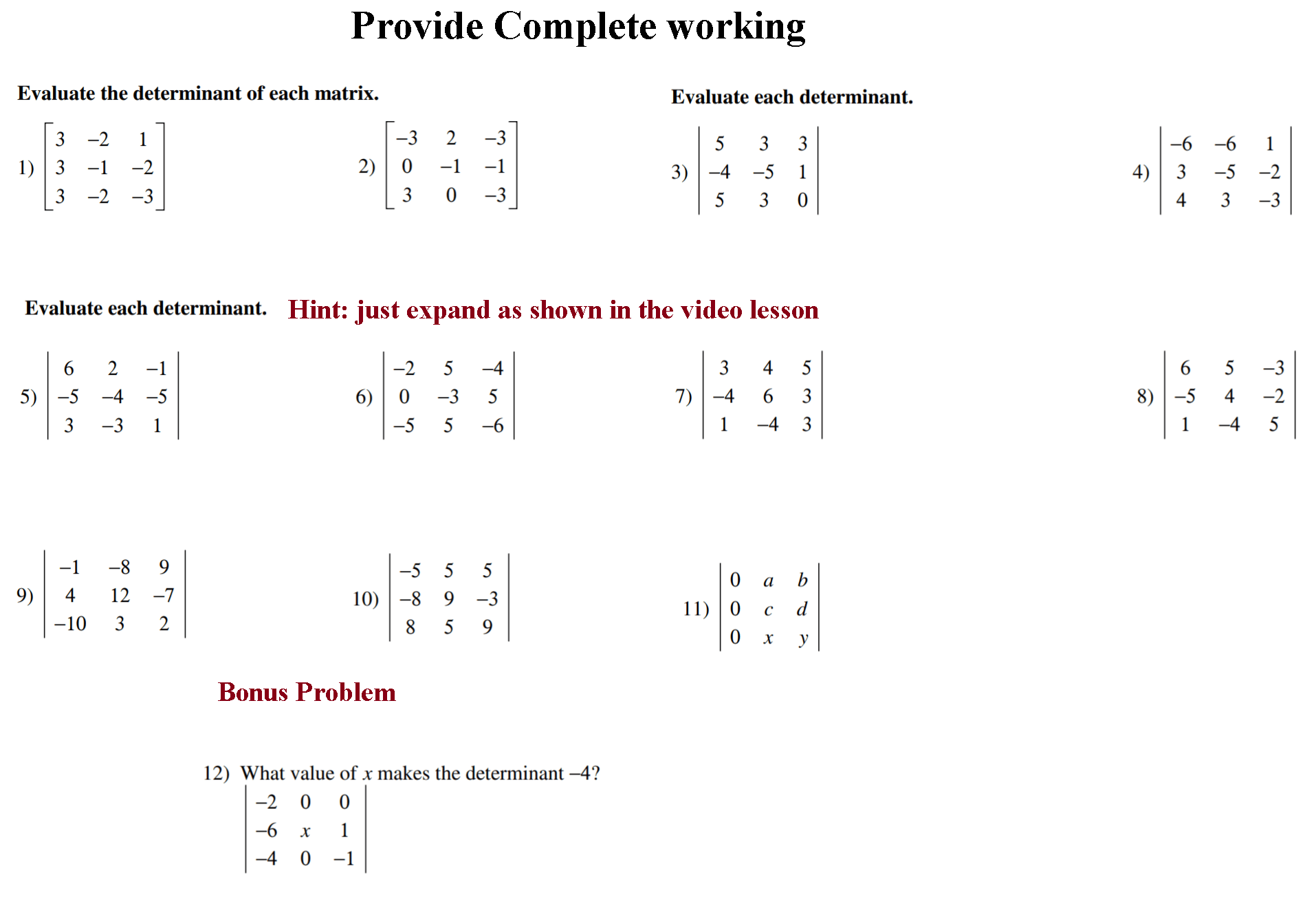 Determinant of a Matrix – International Math Education